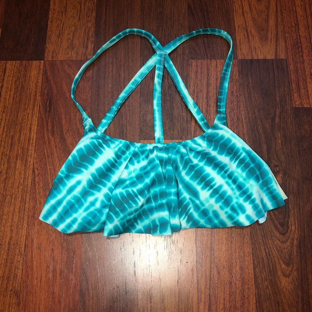 PINK Tie Dye Ruffle Bikini Top
